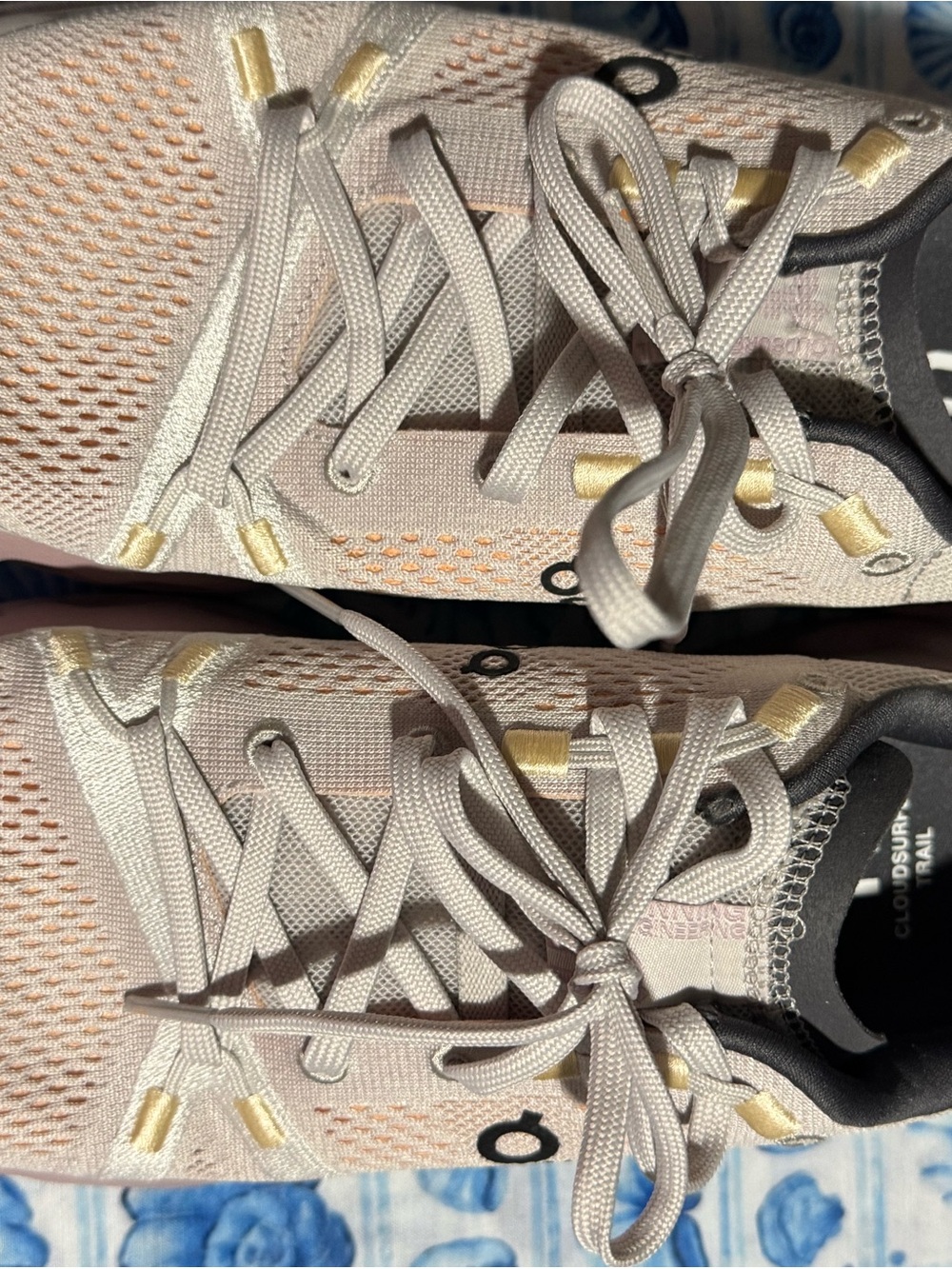 Women's Blush Athletic Lace-Up Sneakers with Subtle Gold Trim